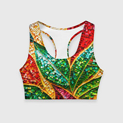 Женский спортивный топ Яркая мозаика с разноцветным абстрактным узором и