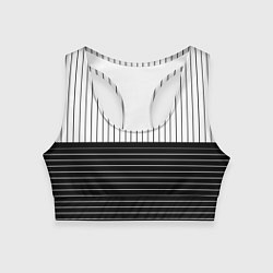 Топик спортивный женский Полосатый чёрно-белый, цвет: 3D-принт