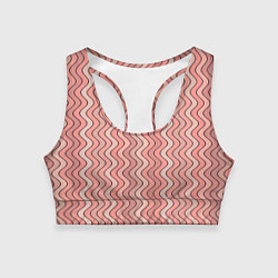 Топик спортивный женский Волнистые линии персиковый, цвет: 3D-принт