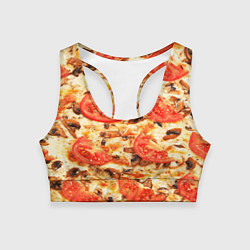 Топик спортивный женский Пицца с грибами и томатом - текстура, цвет: 3D-принт