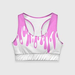 Топик спортивный женский Потеки розовой краски на белом, цвет: 3D-принт