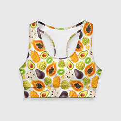 Топик спортивный женский Экзотический фруктовый узор, цвет: 3D-принт