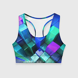 Топик спортивный женский Неоновые кубы текстура, цвет: 3D-принт