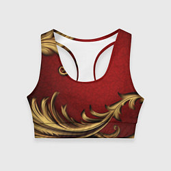 Топик спортивный женский Классический золотой узор на красном бархате, цвет: 3D-принт