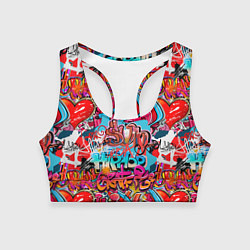 Топик спортивный женский Hip hop graffiti pattern, цвет: 3D-принт