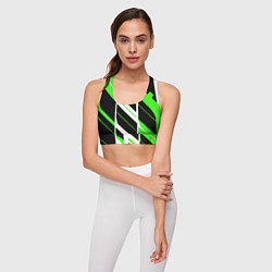 Топик спортивный женский Black and green stripes on a white background, цвет: 3D-принт — фото 2