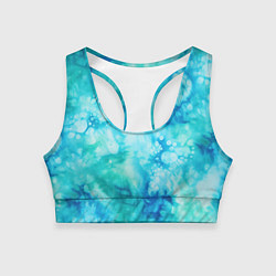 Топик спортивный женский Абстракция тай-дай аква, цвет: 3D-принт