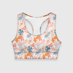 Топик спортивный женский Паттерн узор листьев, цвет: 3D-принт