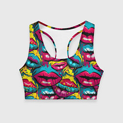 Топик спортивный женский Граффити губы женские с блеском, цвет: 3D-принт