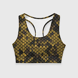 Топик спортивный женский Змеиный камуфляж - текстура чешуи, цвет: 3D-принт