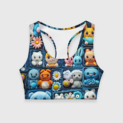 Топик спортивный женский Пэчворк с зайцами, цвет: 3D-принт