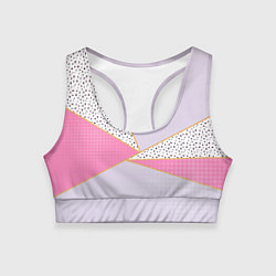 Топик спортивный женский Геометрическая абстракция с треугольниками и пятни, цвет: 3D-принт