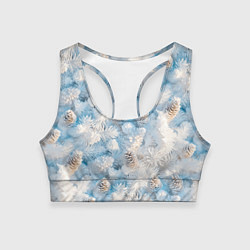 Топик спортивный женский Мороз и солнце - еловые шишки, цвет: 3D-принт