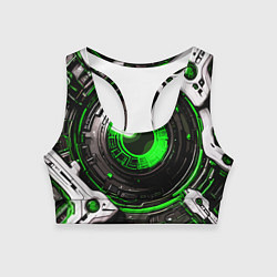 Топик спортивный женский Зелёная сфера киберпанк, цвет: 3D-принт