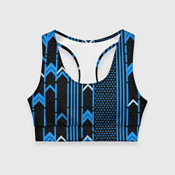 Топик спортивный женский Синие обои на чёрном фоне, цвет: 3D-принт