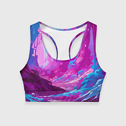 Топик спортивный женский Фиолетовая кислотная абстракция, цвет: 3D-принт