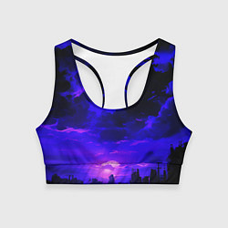 Топик спортивный женский Фиолетовый апокалиптический закат, цвет: 3D-принт