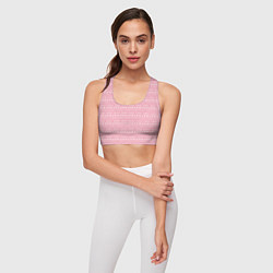Топик спортивный женский Розовый с белым простой узор, цвет: 3D-принт — фото 2