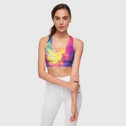 Топик спортивный женский Розовые облака на синем небе, цвет: 3D-принт — фото 2