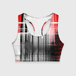 Топик спортивный женский Красно-чёрный гранж на белом фоне, цвет: 3D-принт