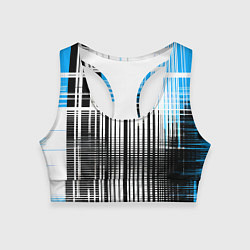 Топик спортивный женский Сине-чёрный гранж на белом фоне, цвет: 3D-принт