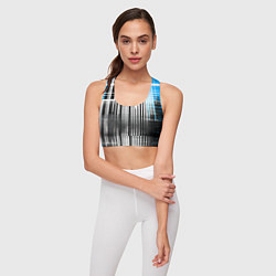 Топик спортивный женский Сине-чёрный гранж на белом фоне, цвет: 3D-принт — фото 2