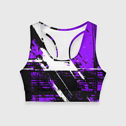 Топик спортивный женский Diagonal black and white stripes on a purple backg, цвет: 3D-принт