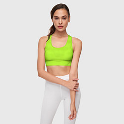 Топик спортивный женский Кислотный зелёный паттерн клетка, цвет: 3D-принт — фото 2