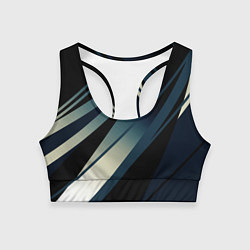 Топик спортивный женский Чёрно-синий абстрактный с полосами, цвет: 3D-принт