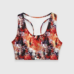 Топик спортивный женский Огненные перья, цвет: 3D-принт