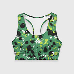 Топик спортивный женский Кляксы на зелёном, цвет: 3D-принт