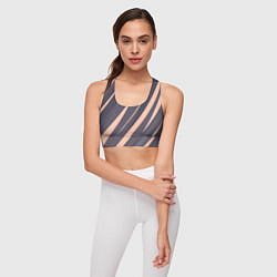 Топик спортивный женский Перламутровый серый полосы, цвет: 3D-принт — фото 2
