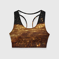 Топик спортивный женский Золотистые крупицы на черном, цвет: 3D-принт