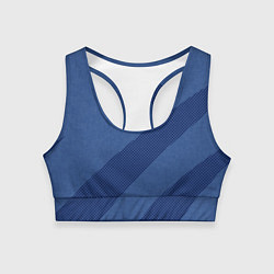 Топик спортивный женский Синий текстурный с полосой, цвет: 3D-принт