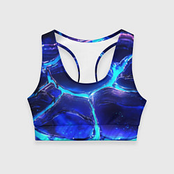 Топик спортивный женский Объемные плиты в неоновом свечение, цвет: 3D-принт