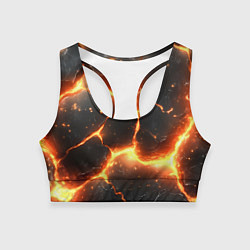 Топик спортивный женский Лава и разлом плит, цвет: 3D-принт