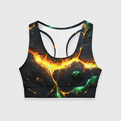 Топик спортивный женский Разлом текстуры с зеленой слизью, цвет: 3D-принт