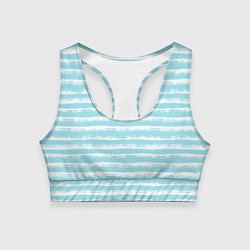 Топик спортивный женский Бело-голубой полосатый паттерн, цвет: 3D-принт