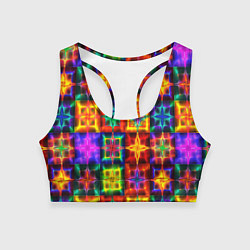 Топик спортивный женский Неоновое стекло абстракция, цвет: 3D-принт
