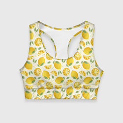 Топик спортивный женский Сочные лимоны - паттерн, цвет: 3D-принт