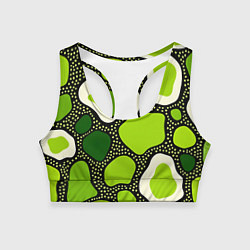 Топик спортивный женский Зеленая абстракция с кругами, цвет: 3D-принт