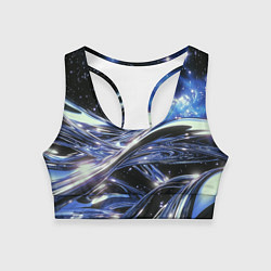 Топик спортивный женский Закрученные линии и звезды - космическая абстракци, цвет: 3D-принт