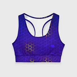 Топик спортивный женский Неоновые соты броня, цвет: 3D-принт