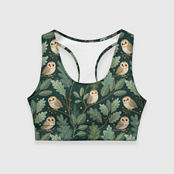 Топик спортивный женский Совы в лесу, цвет: 3D-принт