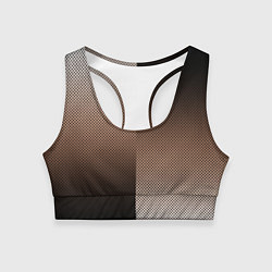 Топик спортивный женский Чёрно-коричневый текстурный градиент пополам, цвет: 3D-принт