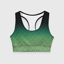 Женский спортивный топ Чёрно-зелёный градиент с узором