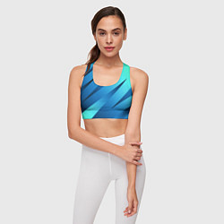 Топик спортивный женский Сине-голубой абстрактные полосы, цвет: 3D-принт — фото 2