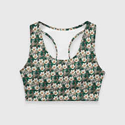 Женский спортивный топ Цветочный паттерн зелёный