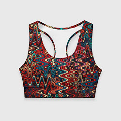 Топик спортивный женский Искажённые волнистые полосы красно-синий, цвет: 3D-принт