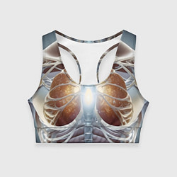 Топик спортивный женский Рентген и скелет, цвет: 3D-принт